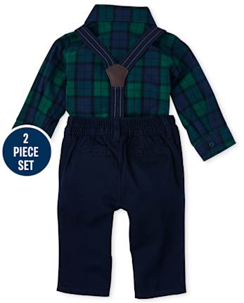 Baby Boys Plaid Poplin 2-Piece Set