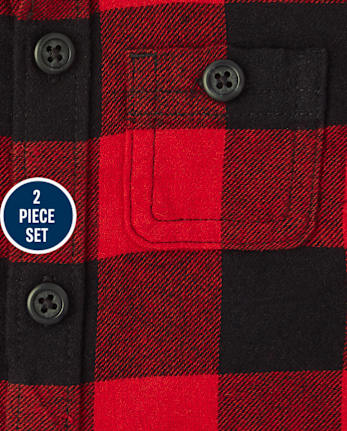 Baby Boys Matching Family Buffalo Plaid Flannel 2-Piece Set