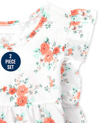 Toddler Girls Floral Empire Ruffle 2-Piece Set