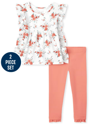 Toddler Girls Floral Empire Ruffle 2-Piece Set