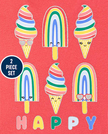 Ensemble 2 pièces crème glacée arc-en-ciel pour petites filles