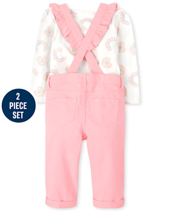 Conjunto de 2 piezas con mono con volantes para niñas pequeñas
