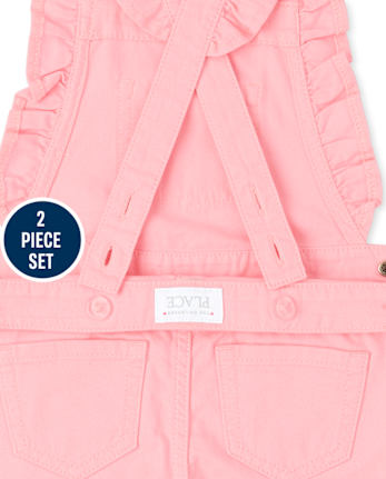 Conjunto de 2 piezas con mono con volantes para niñas pequeñas