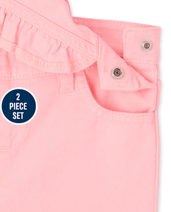 Conjunto de 2 piezas con mono con volantes para niñas pequeñas