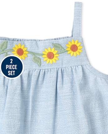 Toddler Girls Sunflower Tank Top 2-Piece Set