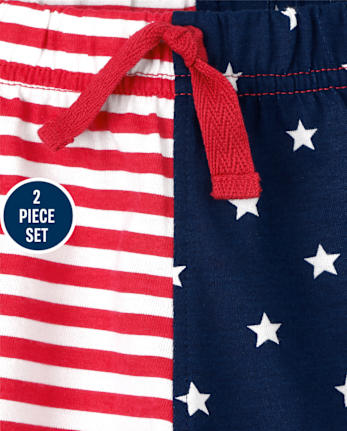 Conjunto de ropa de juego de 2 piezas para bebés varones del 4 de julio
