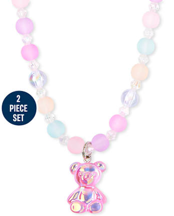 Girls Candy Bear Beaded Necklace And Bracelet Set