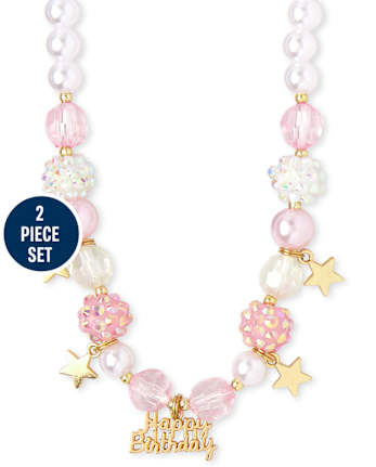 Conjunto de pulsera y collar con cuentas de cumpleaños para niñas