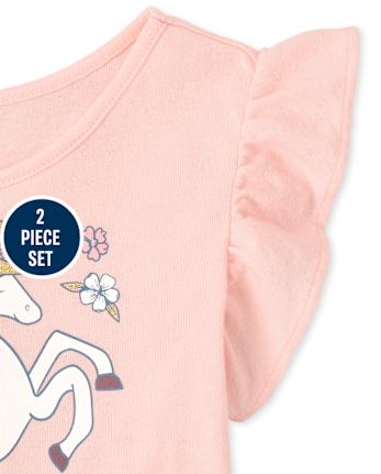 Toddler Girls Unicorn Ruffle 2-Piece Set