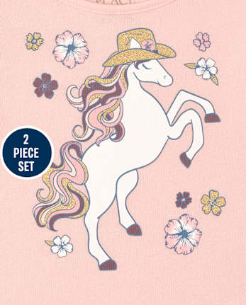 Toddler Girls Unicorn Ruffle 2-Piece Set