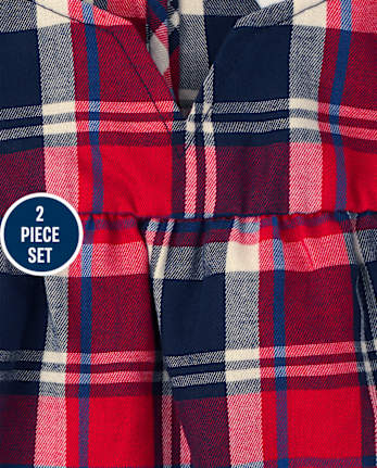 Ensemble 2 pièces à carreaux pour petites filles