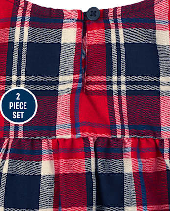 Ensemble 2 pièces à carreaux pour petites filles