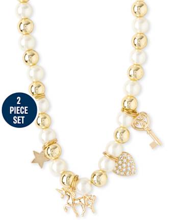 Girls Unicorn Beaded Necklace And Bracelet Set