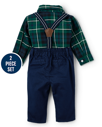 Baby Boys Plaid Oxford Outfit Set