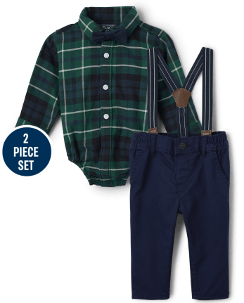 Baby Boys Plaid Oxford Outfit Set
