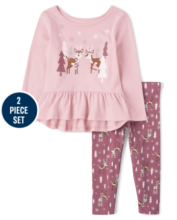 Pink Christmas Pajamas - 2 Piece Set