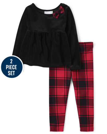 Ensemble 2 pièces à carreaux pour petites filles