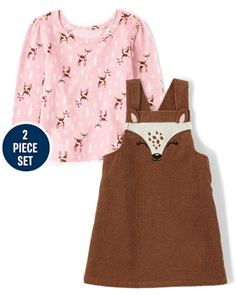 Toddler Girls Reindeer Skirtall 2-Piece Set