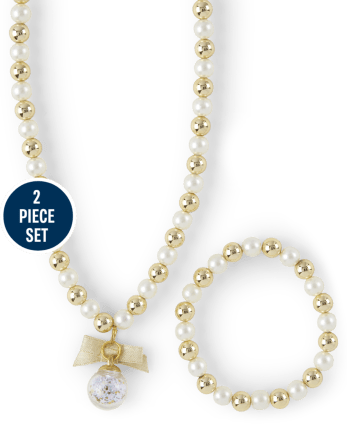 Conjunto de collar y pulsera con cuentas de perlas Shakey para niñas