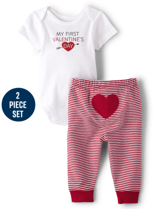 Unisex Baby First Valentine's Day 2-Piece Playwear Set