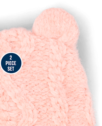 Conjunto de gorro y manoplas para bebé niña