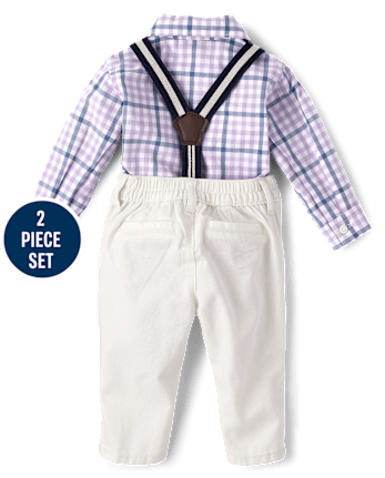 Conjunto de traje de popelina de cuadros vichy para bebé, papá y yo