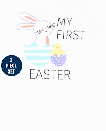 Conjunto de ropa de juego unisex para bebé Primera Pascua de 2 piezas