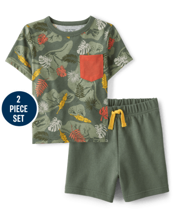 Baby And Toddler Boys Mix And Match Short Sleeve Leaf Print Top And ...