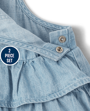 Toddler Girls Floral Chambray Skirtall 2-Piece Set