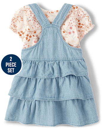 Toddler Girls Floral Chambray Skirtall 2-Piece Set