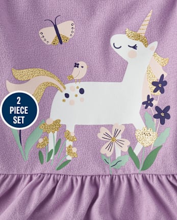Conjunto de 2 piezas de unicornio para niñas pequeñas