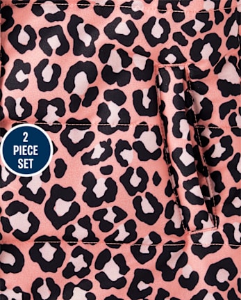 Conjunto de nieve de 2 piezas con estampado de leopardo para niñas