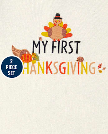 Ensemble de vêtements de jeu 2 pièces pour bébé unisexe First Thanksgiving
