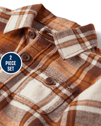 Baby Boys Matching Family Plaid 2-Piece Outfit Set