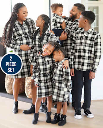 Baby Boys Matching Family Plaid Flannel 2-Piece Outfit Set