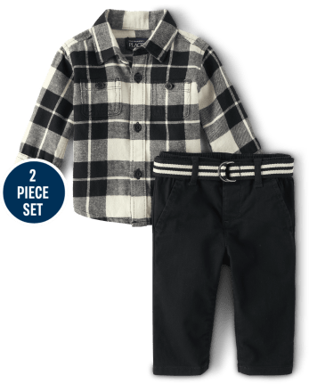 Baby Boys Matching Family Plaid Flannel 2-Piece Outfit Set