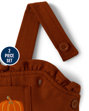 Baby Girls Pumpkin 2-Piece Playwear Set