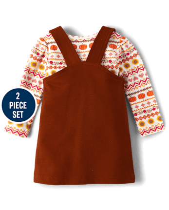 Baby Girls Pumpkin 2-Piece Playwear Set