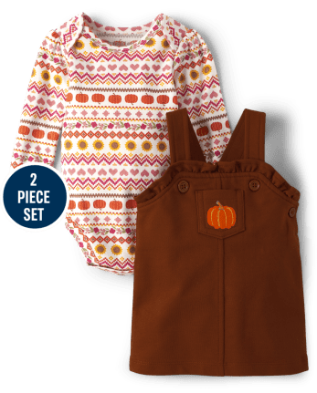 Baby Girls Pumpkin 2-Piece Playwear Set