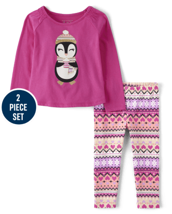 Toddler Girls Penguin 2-Piece Outfit Set