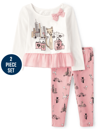 Conjunto de 2 piezas para niñas pequeñas Paris