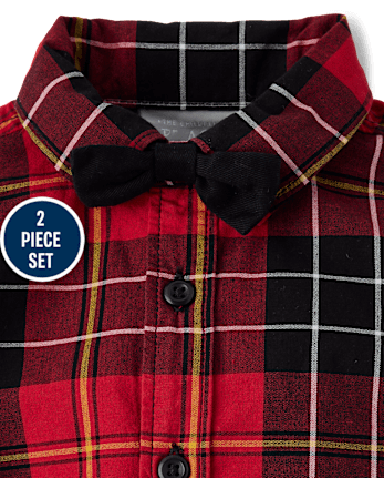Baby Boys Matching Family Plaid Poplin 2-Piece Outfit Set