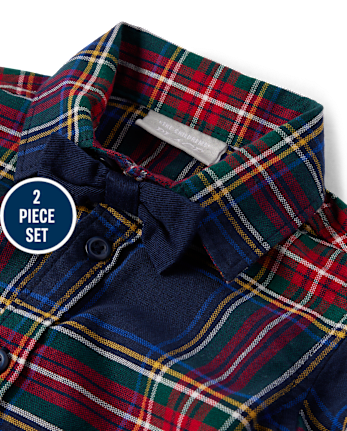 Baby Boys Matching Family Plaid Poplin 2-Piece Outfit Set