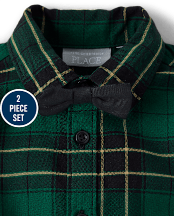 Baby Boys Matching Family Plaid Oxford 3-Piece Outfit Set