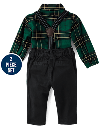 Baby Boys Matching Family Plaid Oxford 3-Piece Outfit Set