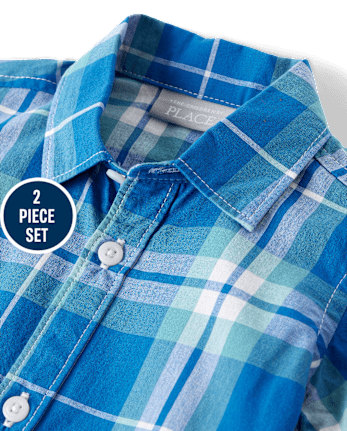 Conjunto Bebé Niño Popelina Cuadros 2 Piezas