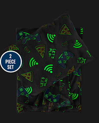 Boys Glow Gamer Blanket And Pillowcase 2-Piece Set