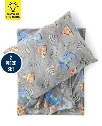 Boys Glow In The Dark Gamer Blanket And Pillowcase 2-Piece Set
