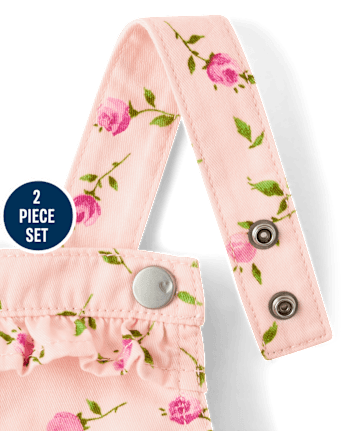 Conjunto de traje de 2 piezas con falda floral para niñas pequeñas
