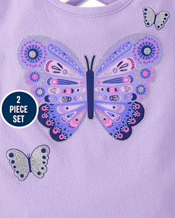 Toddler Girls Butterfly 2-Piece Outfit Set